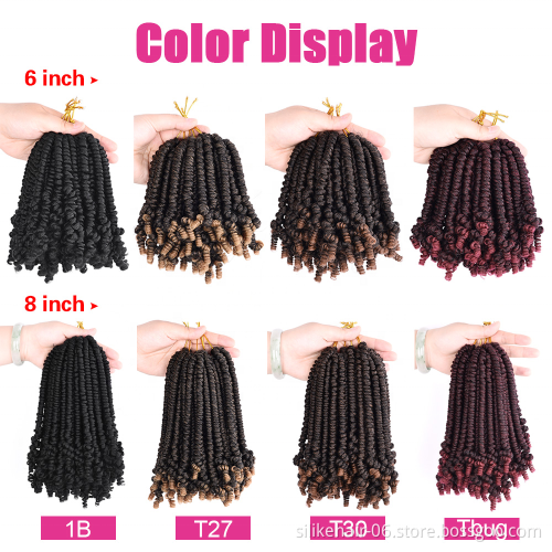6-8inch Pre-twisted Spring bomb Twists Crochet Braids Synthetic Braiding Hair Extension Bob Spring short Twist  styles Hair